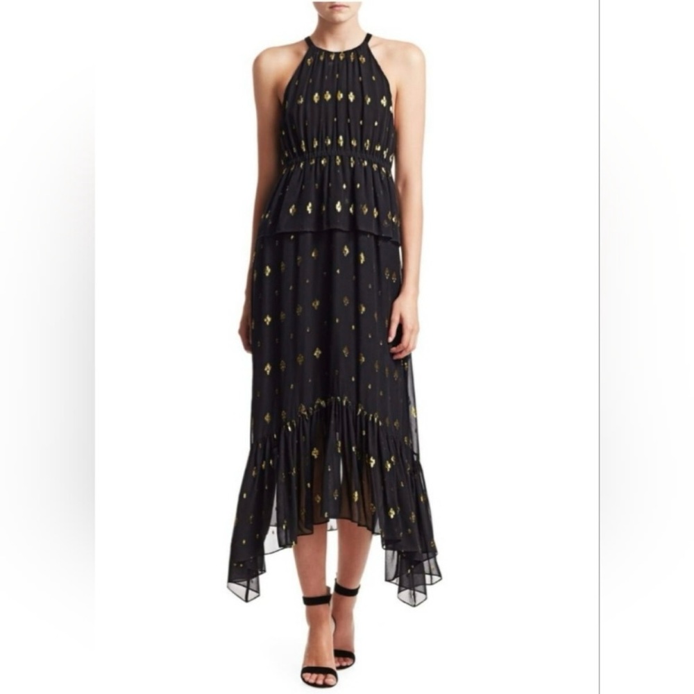 A.L.C. Black Maxi Dress with Gold Motif